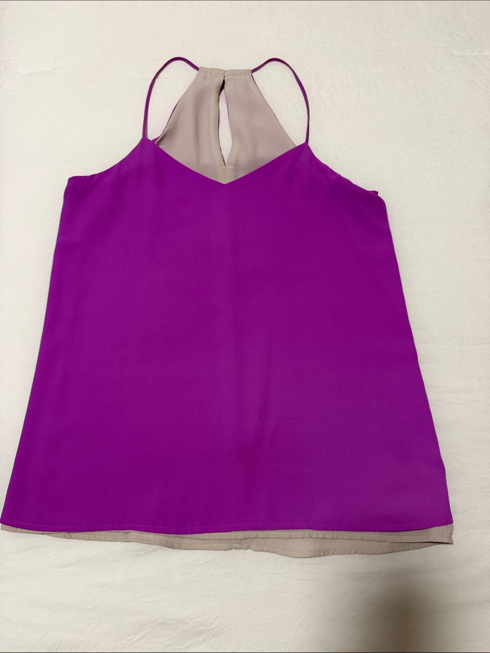 Two-Tone Spaghetti Strap Cami - Fuchsia and Taupe